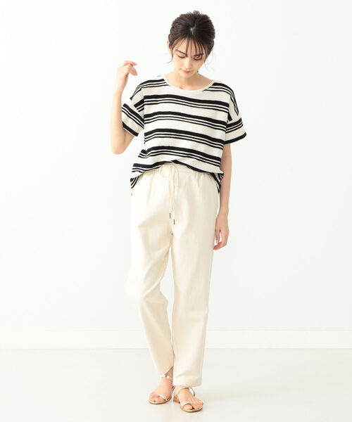 BEAMS HEART（ビームスハート）の「BEAMS HEART / ボーダー柄 クルーネック Tシャツ（Tシャツ/カットソー・レディース・ライトグレー/ネイビー/オフホワイト・FREE）」の4枚目の写真