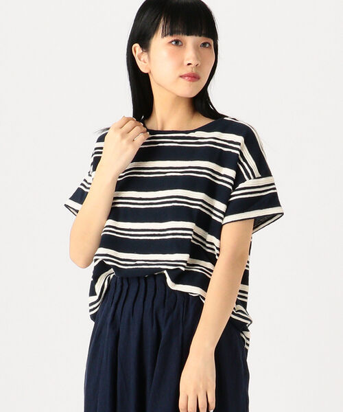 BEAMS HEART（ビームスハート）の「BEAMS HEART / ボーダー柄 クルーネック Tシャツ（Tシャツ/カットソー・レディース・ライトグレー/ネイビー/オフホワイト・FREE）」の14枚目の写真