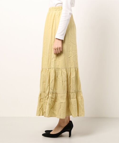 RETRO GIRL（レトロガール）の「麻ライクティアードスカート（スカート・レディース・ブルー/ブラック/オフホワイト/イエロー・FREE）」の5枚目の写真