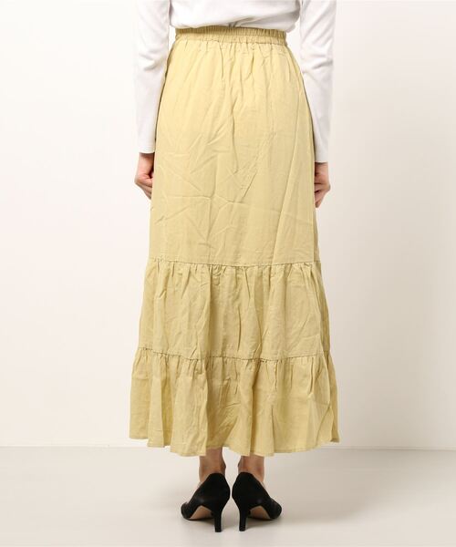 RETRO GIRL（レトロガール）の「麻ライクティアードスカート（スカート・レディース・ブルー/ブラック/オフホワイト/イエロー・FREE）」の6枚目の写真