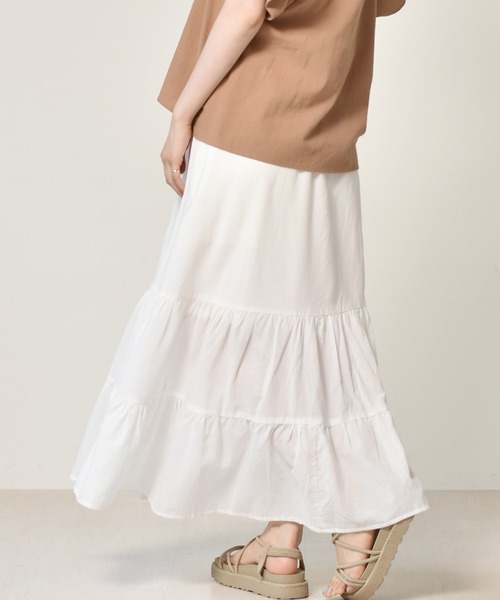 RETRO GIRL（レトロガール）の「麻ライクティアードスカート（スカート・レディース・ブルー/ブラック/オフホワイト/イエロー・FREE）」の2枚目の写真