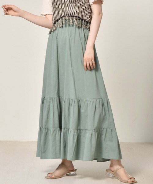 RETRO GIRL（レトロガール）の「麻ライクティアードスカート（スカート・レディース・ブルー/ブラック/オフホワイト/イエロー・FREE）」の4枚目の写真