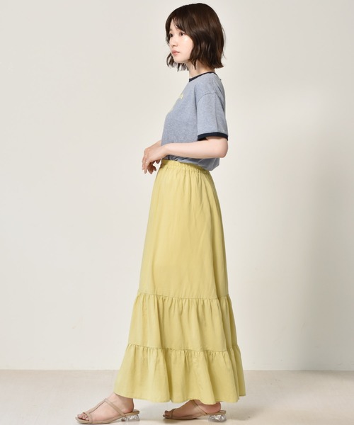 RETRO GIRL（レトロガール）の「麻ライクティアードスカート（スカート・レディース・ブルー/ブラック/オフホワイト/イエロー・FREE）」の12枚目の写真