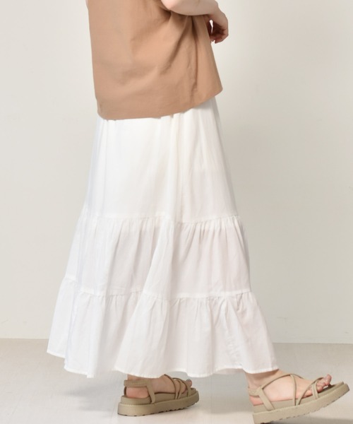 RETRO GIRL（レトロガール）の「麻ライクティアードスカート（スカート・レディース・ブルー/ブラック/オフホワイト/イエロー・FREE）」の16枚目の写真