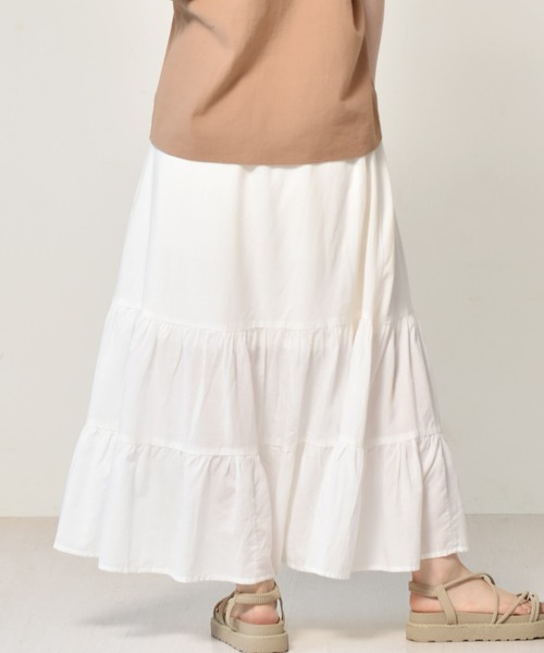 RETRO GIRL（レトロガール）の「麻ライクティアードスカート（スカート・レディース・ブルー/ブラック/オフホワイト/イエロー・FREE）」の17枚目の写真