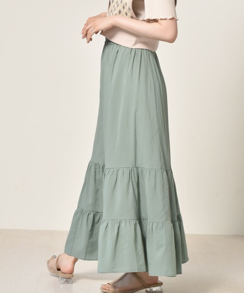 RETRO GIRL（レトロガール）の「麻ライクティアードスカート（スカート・レディース・ブルー/ブラック/オフホワイト/イエロー・FREE）」の20枚目の写真