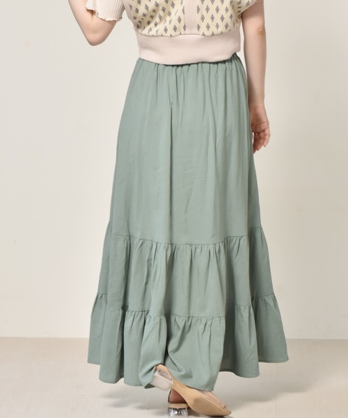 RETRO GIRL（レトロガール）の「麻ライクティアードスカート（スカート・レディース・ブルー/ブラック/オフホワイト/イエロー・FREE）」の21枚目の写真