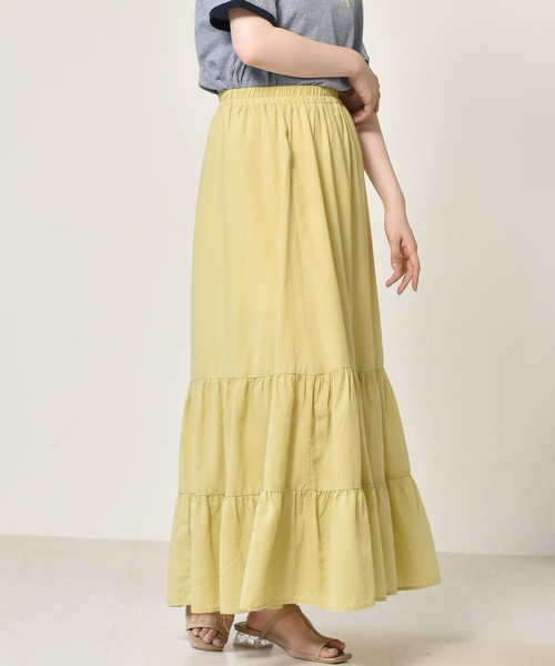 RETRO GIRL（レトロガール）の「麻ライクティアードスカート（スカート・レディース・ブルー/ブラック/オフホワイト/イエロー・FREE）」の22枚目の写真