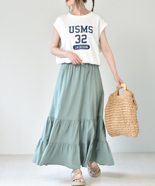 RETRO GIRL（レトロガール）の「麻ライクティアードスカート（スカート・レディース・ブルー/ブラック/オフホワイト/イエロー・FREE）」の11枚目の写真