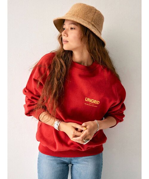 Ungrid（アングリッド）の「【10周年限定】Ungridロゴルーズスウェット(トレーナー)（スウェット・レディース・オフホワイト/レッド/グリーン/ネイビー・FREE）」の18枚目の写真