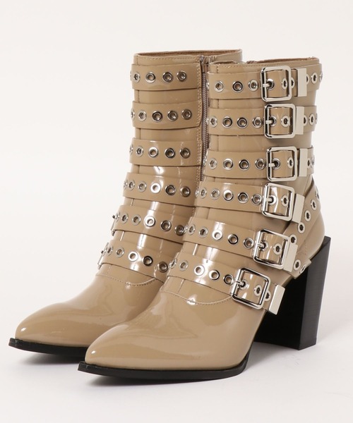 Jeffrey Campbell / 6連バックルベルトショートブーツ/スレ箇所有/ブーツ/39/BEG// Jeffrey Campbell（ジェフリーキャンベル）の「6連バックルベルト