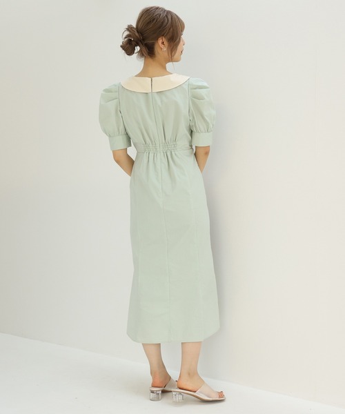 one after another NICE CLAUP（ワンアフターアナザーナイスクラップ）の「【Web限定】衿つきチューリップワンピース（ワンピース・レディース・ブラック/ミント/チェック・FREE）」の14枚目の写真