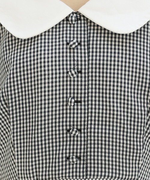 one after another NICE CLAUP（ワンアフターアナザーナイスクラップ）の「【Web限定】衿つきチューリップワンピース（ワンピース・レディース・ブラック/ミント/チェック・FREE）」の10枚目の写真