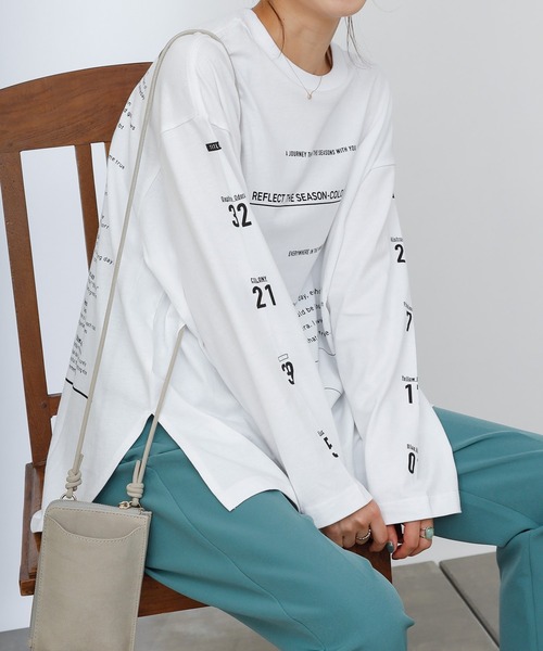 COLONY 2139（コロニートゥーワンスリーナイン）の「16/-綿OE天竺プリント長袖Tシャツ/ロンT（Tシャツ/カットソー・レディース・ホワイト/ブラック/ホワイト系その他/ブラック系その他/ホワイト系その他2/ブラック系その他2・FREE）」の2枚目の写真