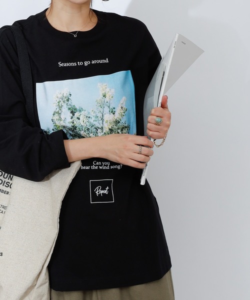 COLONY 2139（コロニートゥーワンスリーナイン）の「16/-綿OE天竺プリント長袖Tシャツ/ロンT（Tシャツ/カットソー・レディース・ホワイト/ブラック/ホワイト系その他/ブラック系その他/ホワイト系その他2/ブラック系その他2・FREE）」の6枚目の写真