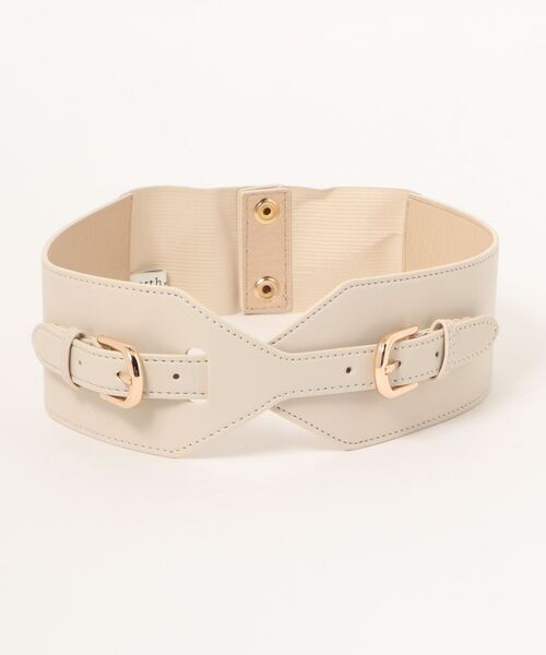 earth music&ecology（アースミュージックアンドエコロジー）の「ダブルバックルワイドベルト ＊（ベルト・レディース・ブラック/アイボリー・FREE）」の2枚目の写真