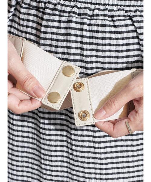 earth music&ecology（アースミュージックアンドエコロジー）の「ダブルバックルワイドベルト ＊（ベルト・レディース・ブラック/アイボリー・FREE）」の14枚目の写真