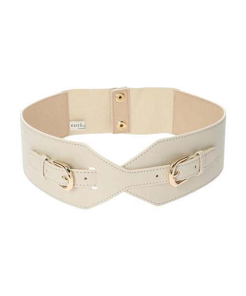 earth music&ecology（アースミュージックアンドエコロジー）の「ダブルバックルワイドベルト ＊（ベルト・レディース・ブラック/アイボリー・FREE）」の5枚目の写真