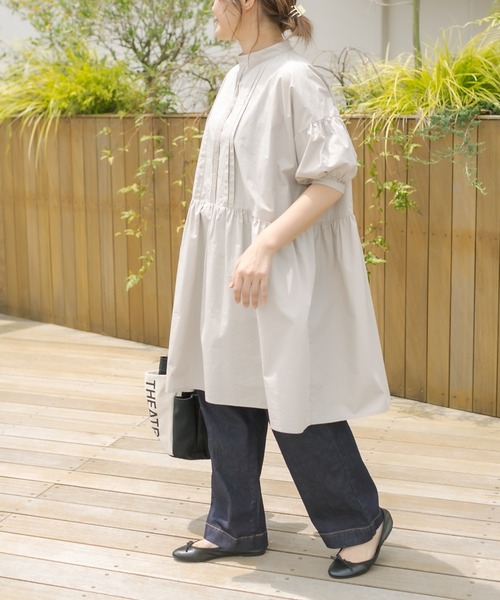 PUAL CE CIN（ピュアルセシン）の「【Du noir・WEB限定】タイプライターワンピース（チュニック・レディース・ブラック/グレイッシュベージュ/ブルー・FREE）」の2枚目の写真