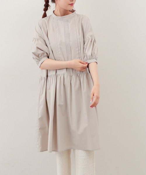 PUAL CE CIN（ピュアルセシン）の「【Du noir・WEB限定】タイプライターワンピース（チュニック・レディース・ブラック/グレイッシュベージュ/ブルー・FREE）」の4枚目の写真