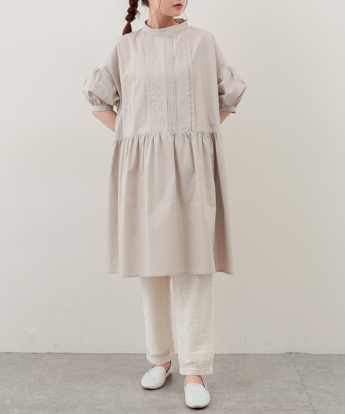 PUAL CE CIN（ピュアルセシン）の「【Du noir・WEB限定】タイプライターワンピース（チュニック・レディース・ブラック/グレイッシュベージュ/ブルー・FREE）」の7枚目の写真