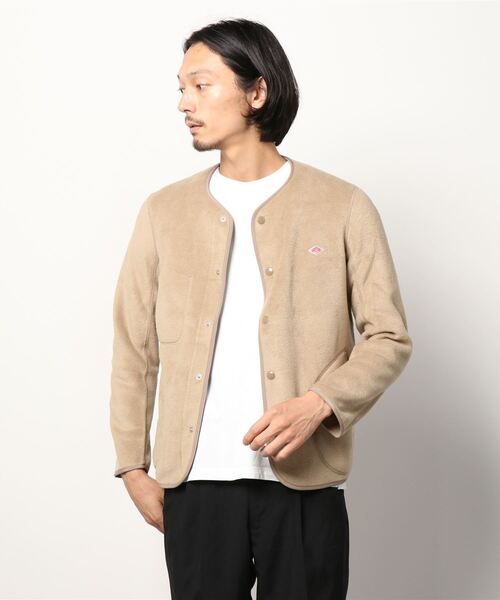 DANTON(ダントン)の「【DANTON/ダントン】フリースカーディガン FLEECE COLLARLESS JACKET #JD-8939(ブルゾン・メンズ・ブラック/キナリ/ベージュ・44/40/38/42)」の1枚目の写真