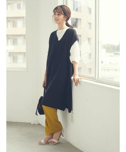 CRAFT STANDARD BOUTIQUE（クラフトスタンダードブティック）の「センタープレスサブリナパンツ　＊◇（スラックス・レディース・ブラック/マスタード・M/L）」の5枚目の写真