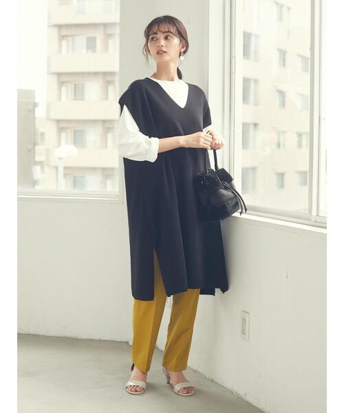 CRAFT STANDARD BOUTIQUE（クラフトスタンダードブティック）の「センタープレスサブリナパンツ　＊◇（スラックス・レディース・ブラック/マスタード・M/L）」の6枚目の写真