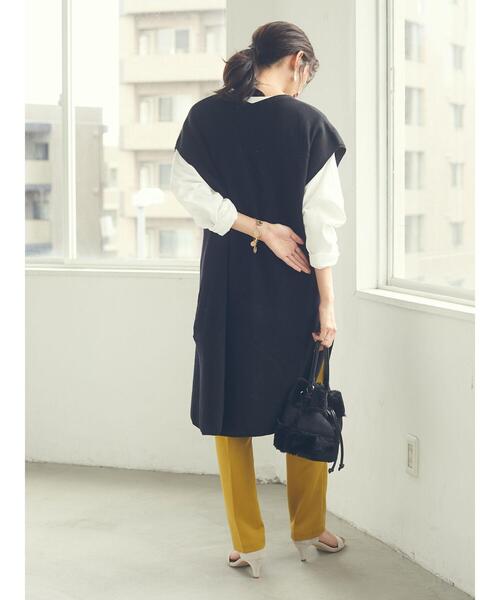 CRAFT STANDARD BOUTIQUE（クラフトスタンダードブティック）の「センタープレスサブリナパンツ　＊◇（スラックス・レディース・ブラック/マスタード・M/L）」の7枚目の写真