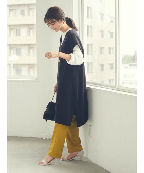 CRAFT STANDARD BOUTIQUE（クラフトスタンダードブティック）の「センタープレスサブリナパンツ　＊◇（スラックス・レディース・ブラック/マスタード・M/L）」の8枚目の写真