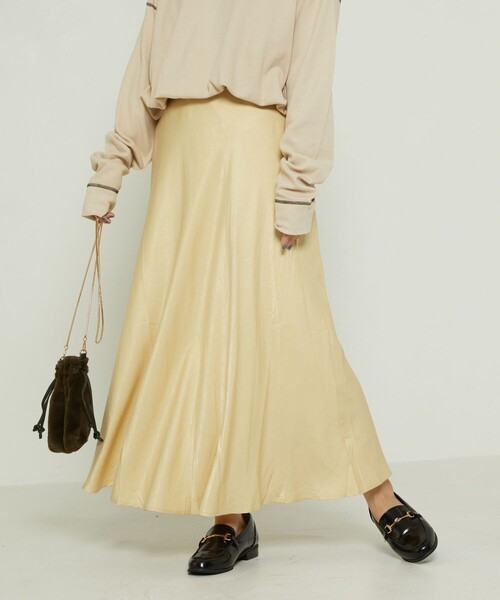 FREAK'S STORE（フリークスストア）の「サテンフレアスカート（スカート・レディース・サックスブルー/レモンイエロー/ブラック・ﾌﾘ-）」の3枚目の写真
