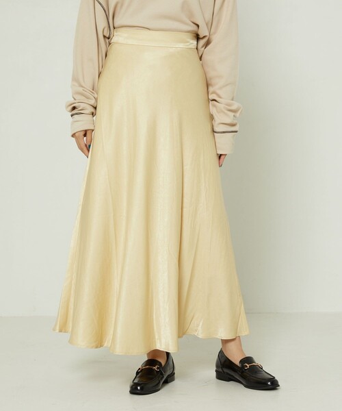 FREAK'S STORE（フリークスストア）の「サテンフレアスカート（スカート・レディース・サックスブルー/レモンイエロー/ブラック・ﾌﾘ-）」の4枚目の写真