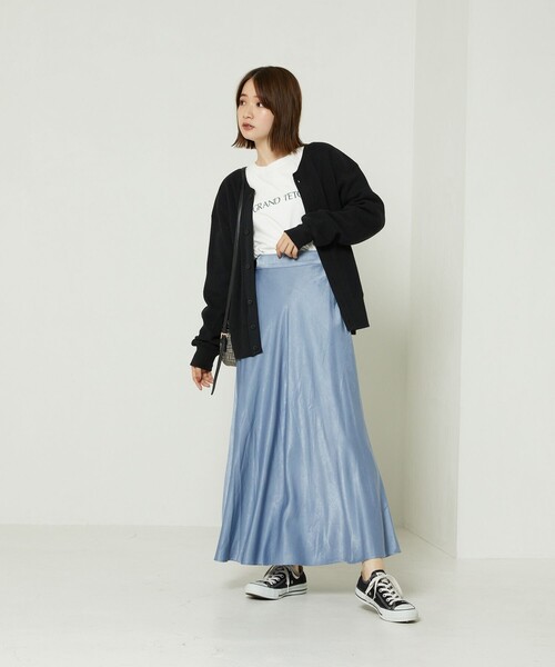 FREAK'S STORE（フリークスストア）の「サテンフレアスカート（スカート・レディース・サックスブルー/レモンイエロー/ブラック・ﾌﾘ-）」の5枚目の写真