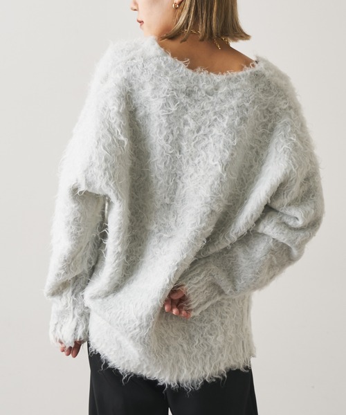 Omekashi(オメカシ)の「シャギーVカーディガン(カーディガン/ボレロ・レディース・ライトグレー/パープル/オレンジ・FREE)」の7枚目の写真