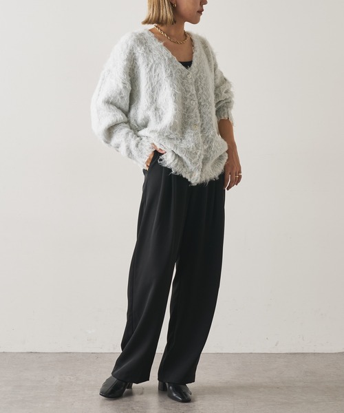 Omekashi(オメカシ)の「シャギーVカーディガン(カーディガン/ボレロ・レディース・ライトグレー/パープル/オレンジ・FREE)」の9枚目の写真