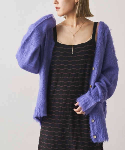 Omekashi(オメカシ)の「シャギーVカーディガン(カーディガン/ボレロ・レディース・ライトグレー/パープル/オレンジ・FREE)」の10枚目の写真