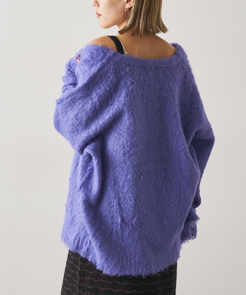 Omekashi(オメカシ)の「シャギーVカーディガン(カーディガン/ボレロ・レディース・ライトグレー/パープル/オレンジ・FREE)」の13枚目の写真