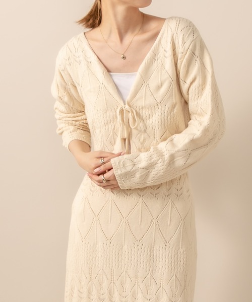 mline（エムライン）の「[mline] WEB限定 クロシェ編みカーディガン（カーディガン/ボレロ・レディース・ベージュ/ブラウン/オフホワイト・FREE）」の2枚目の写真