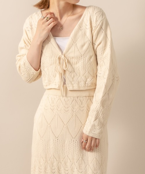 mline（エムライン）の「[mline] WEB限定 クロシェ編みカーディガン（カーディガン/ボレロ・レディース・ベージュ/ブラウン/オフホワイト・FREE）」の7枚目の写真