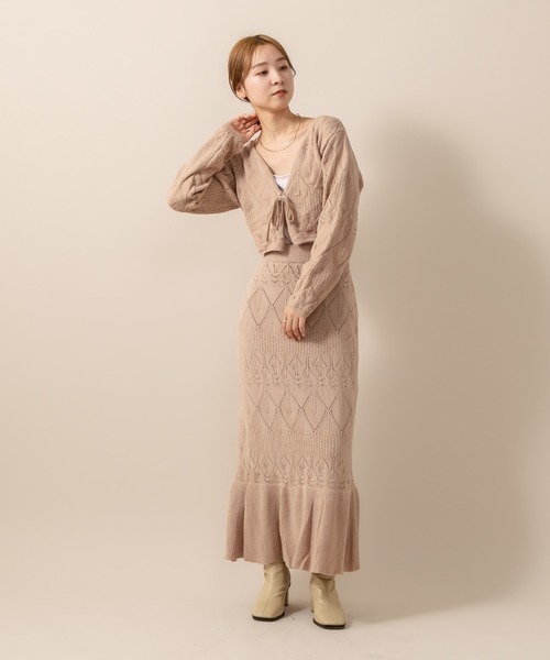 mline（エムライン）の「[mline] WEB限定 クロシェ編みカーディガン（カーディガン/ボレロ・レディース・ベージュ/ブラウン/オフホワイト・FREE）」の4枚目の写真