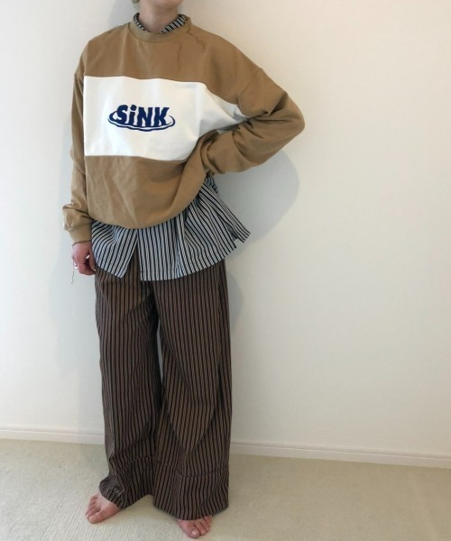 SINK kotohayokozawa（シンク コトハヨコザワ）の「BLOCK COLOR  LOGO SWEAT（スウェット・レディース・ベージュ/ネイビー/グレー・M/L）」の20枚目の写真