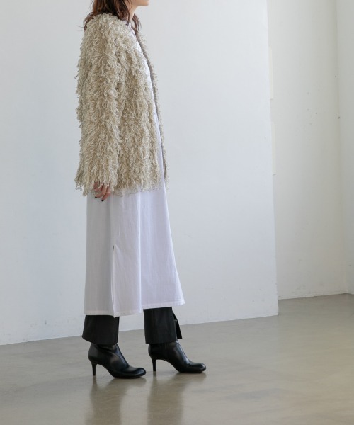 yuw（ユウ）の「ループニットカーディガン　950963（カーディガン/ボレロ・レディース・アイボリー/ブラウン・FREE）」の5枚目の写真