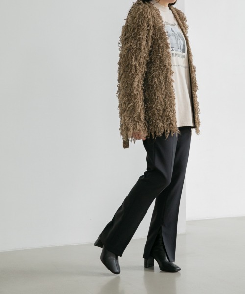 yuw（ユウ）の「ループニットカーディガン　950963（カーディガン/ボレロ・レディース・アイボリー/ブラウン・FREE）」の3枚目の写真