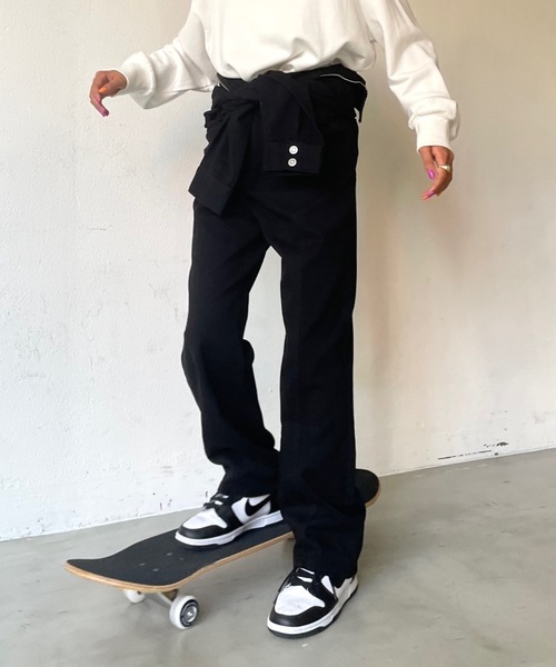 SHAGGIE（シャギー）の「ベルト付きミリタリーデニムジャンプスーツ（サロペット/オーバーオール・レディース・ブラック/ベージュ・FREE）」の10枚目の写真