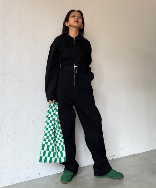 SHAGGIE（シャギー）の「ベルト付きミリタリーデニムジャンプスーツ（サロペット/オーバーオール・レディース・ブラック/ベージュ・FREE）」の19枚目の写真