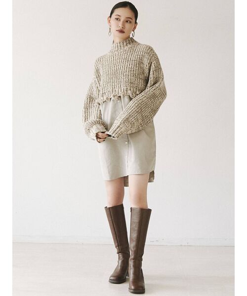 MURUA（ムルーア）の「メランジニットドッキングワンピース（ワンピース・レディース・アイボリー/ブラック/ブラウン・FREE/1/2）」の16枚目の写真