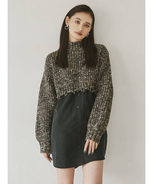 MURUA（ムルーア）の「メランジニットドッキングワンピース（ワンピース・レディース・アイボリー/ブラック/ブラウン・FREE/1/2）」の12枚目の写真