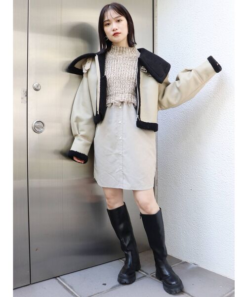 MURUA（ムルーア）の「メランジニットドッキングワンピース（ワンピース・レディース・アイボリー/ブラック/ブラウン・FREE/1/2）」の14枚目の写真