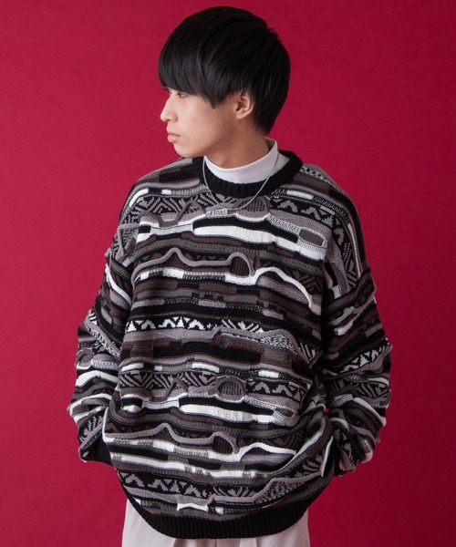 WEGO by こーせ(ウィゴーバイコーセ)の「∴WEGO by こーせ/総柄ビッグシルエットニット(ニット/セーター・メンズ・その他1/その他2・FREE)」の1枚目の写真