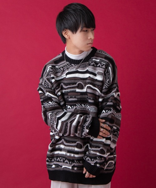 WEGO by こーせ(ウィゴーバイコーセ)の「∴WEGO by こーせ/総柄ビッグシルエットニット(ニット/セーター・メンズ・その他1/その他2・FREE)」の3枚目の写真